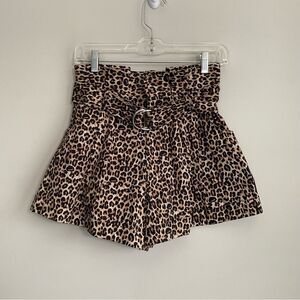 Marissa Webb Dixon Leopard Print Structured Paperbag Printed Shorts Size 2